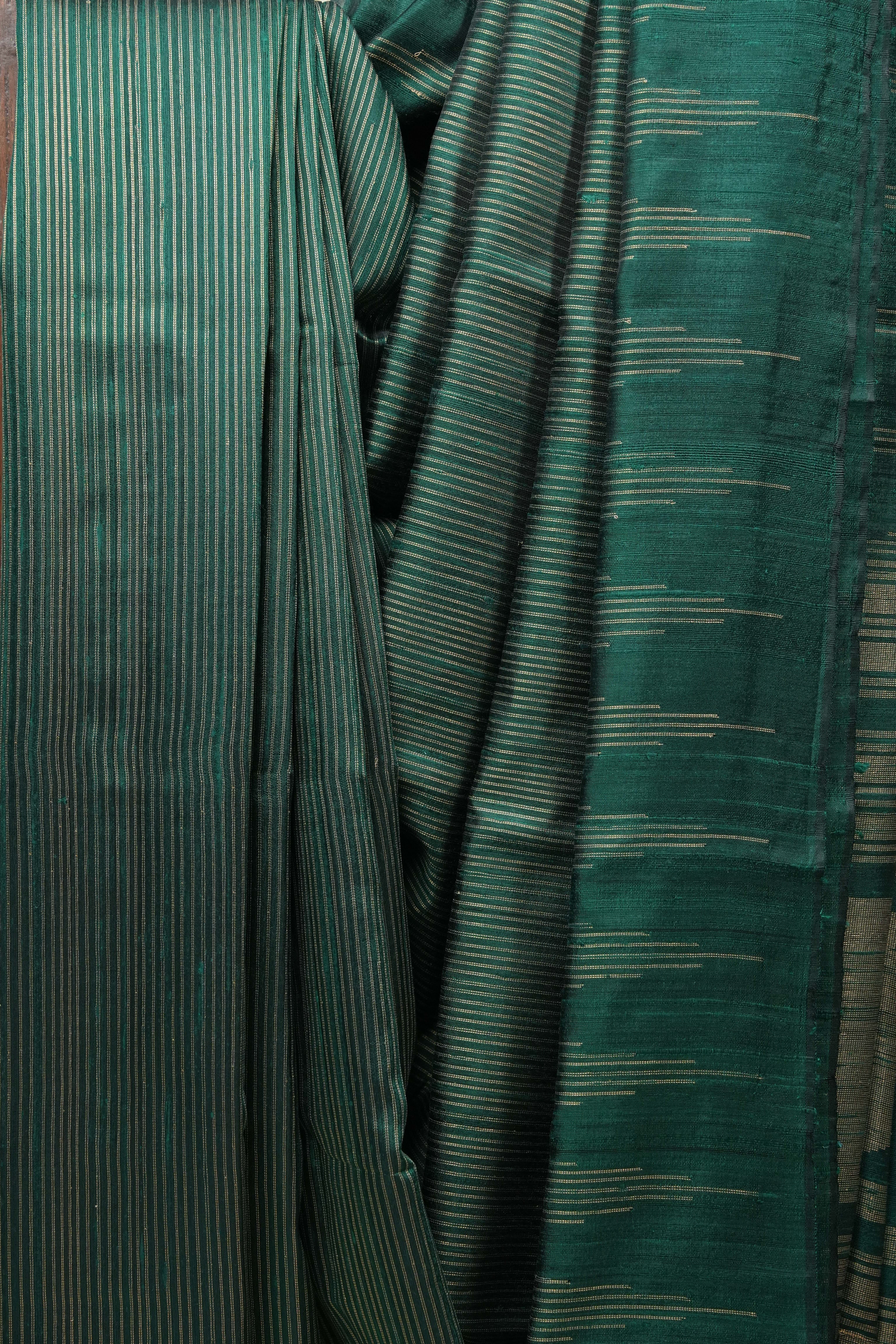 Green Raw Silk Saree - SRGRSS708
