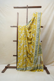 Yellow HBP Cotton Saree - SRYCS2551