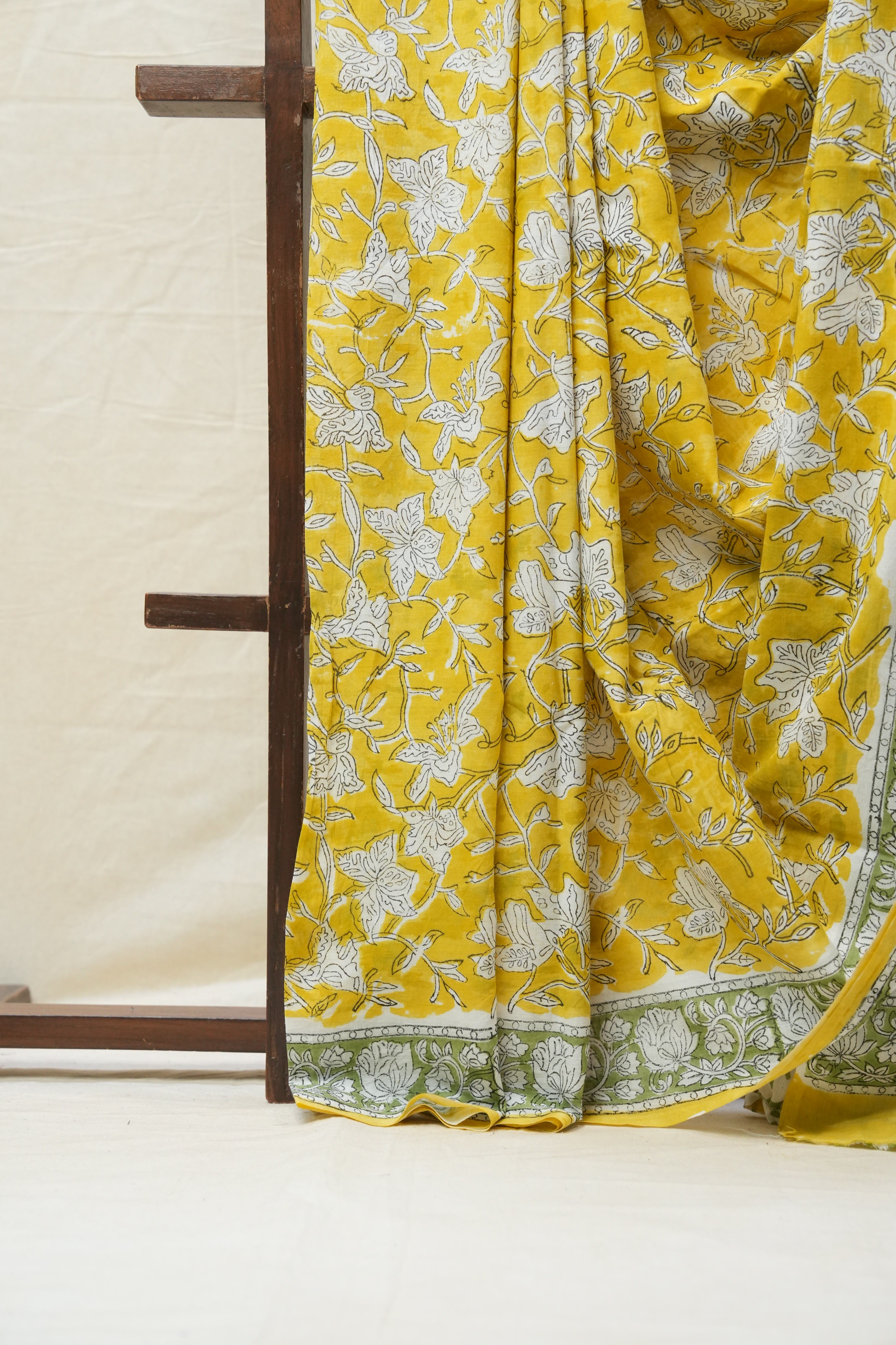 Yellow HBP Cotton Saree - SRYCS2551