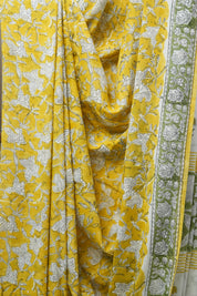 Yellow HBP Cotton Saree - SRYCS2551