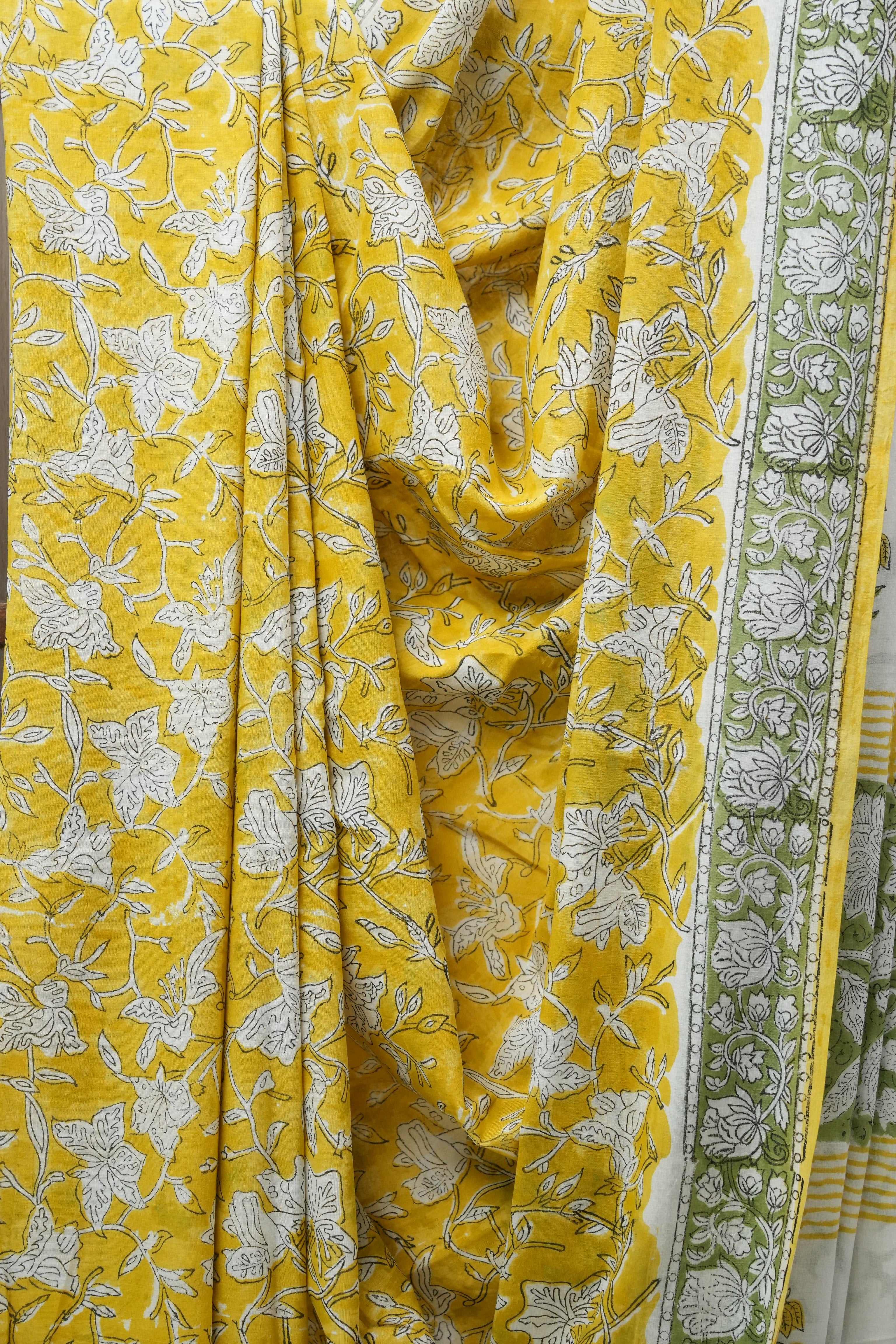 Yellow HBP Cotton Saree - SRYCS2551
