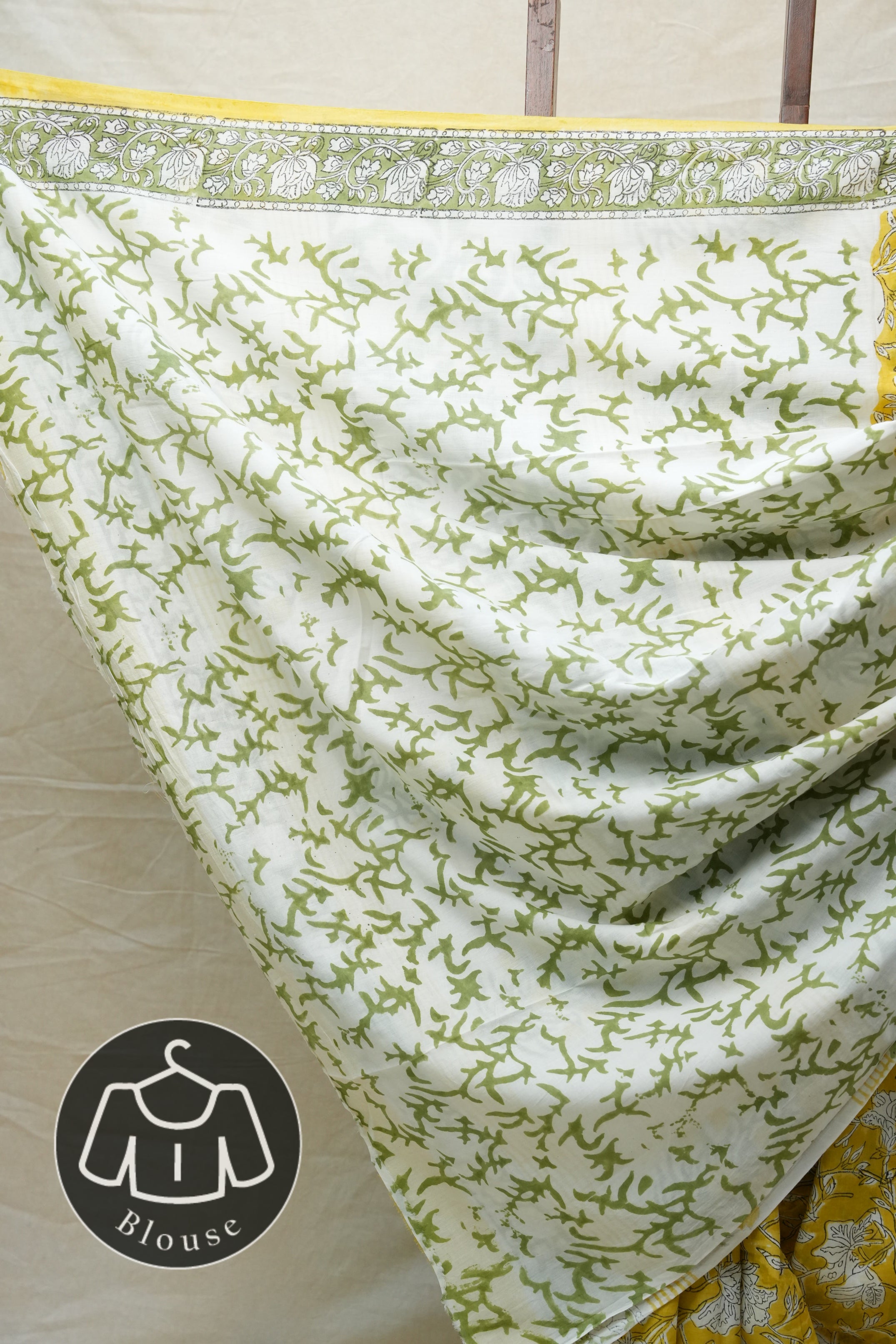 Yellow HBP Cotton Saree - SRYCS2551