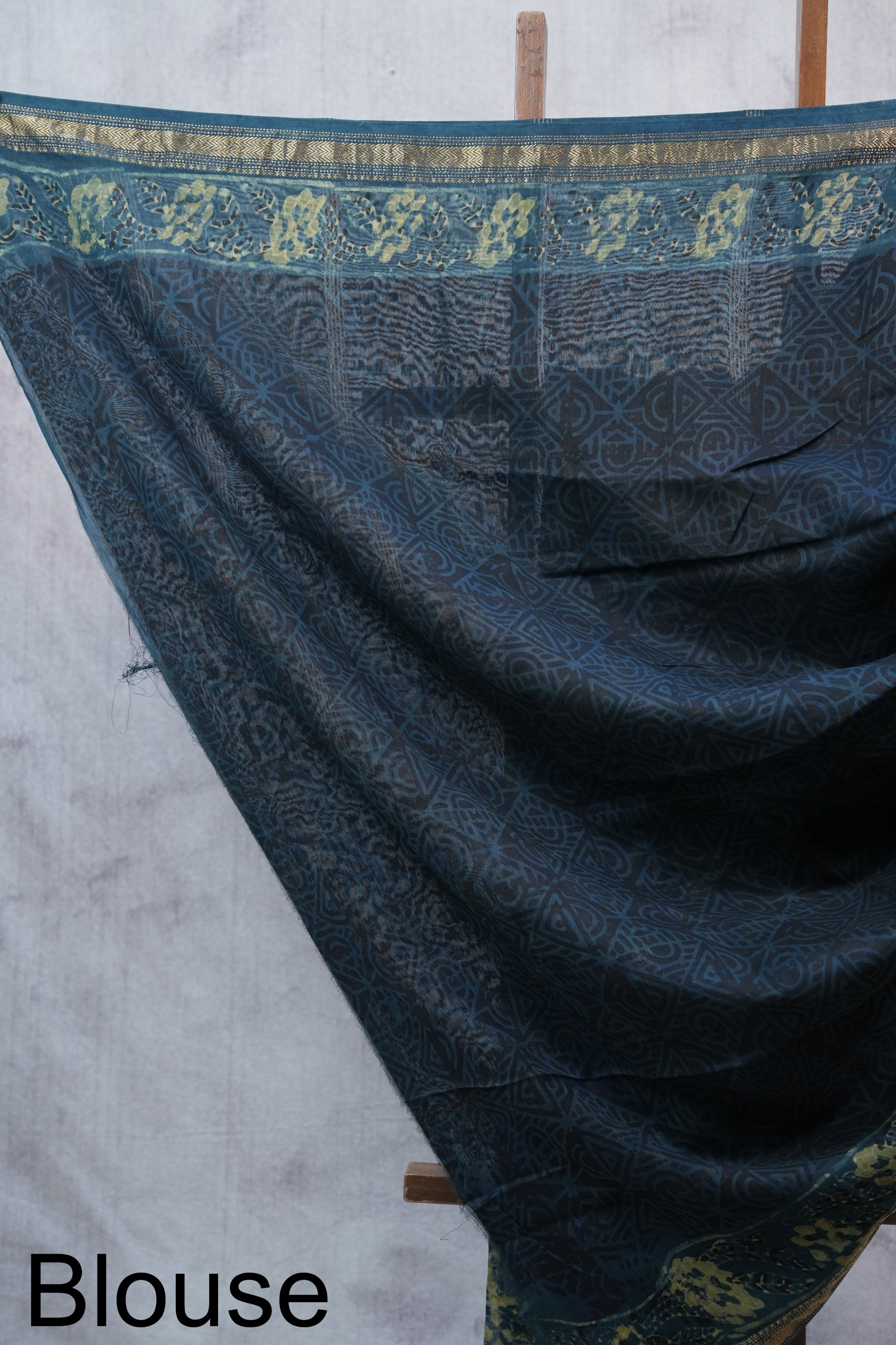 Dark Teal Blue HBP Cotton Silk Saree With Maheshwari Border - SRDTBCSS1004