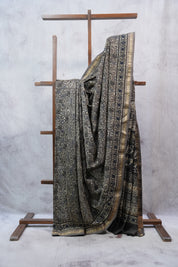 Dark Brown HBP Cotton Silk Saree With Maheshwari Border - SRDBCSS1007