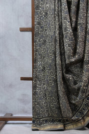 Dark Brown HBP Cotton Silk Saree With Maheshwari Border - SRDBCSS1007