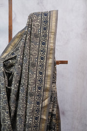Dark Brown HBP Cotton Silk Saree With Maheshwari Border - SRDBCSS1007