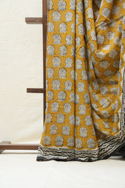 Mustard Yellow HBP Cotton Saree - SRMYCS2550