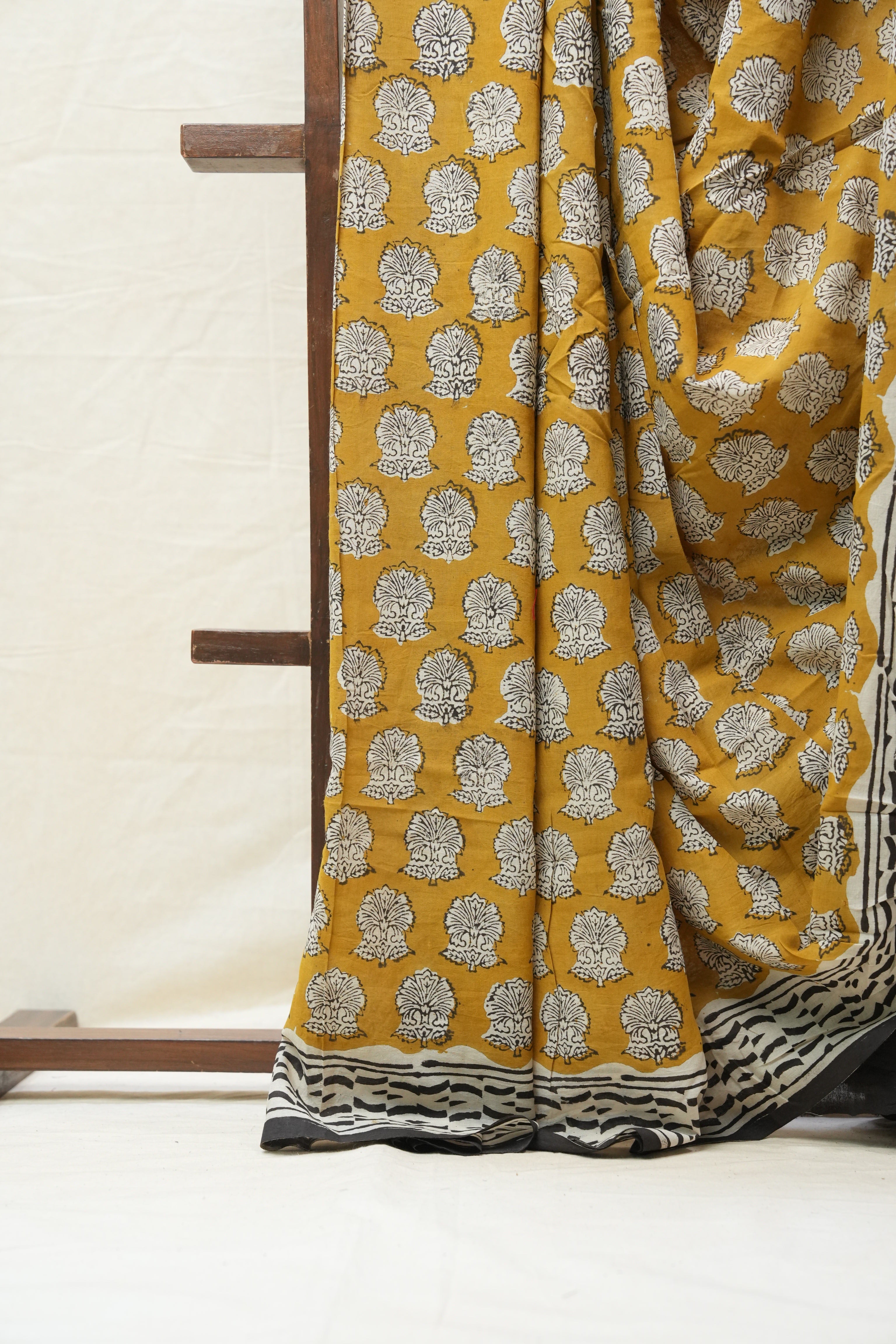 Mustard Yellow HBP Cotton Saree - SRMYCS2550