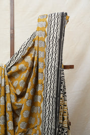 Mustard Yellow HBP Cotton Saree - SRMYCS2550