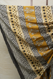 Mustard Yellow HBP Cotton Saree - SRMYCS2550