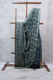 Blue HBP Cotton Silk Saree With Maheshwari Border - SRBCSS1035