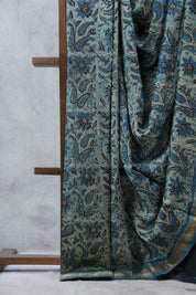 Blue HBP Cotton Silk Saree With Maheshwari Border - SRBCSS1035