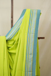 Neon Green Cotton IIkal Saree With Chikki Border (DEFECT) - SRNGCIS107-PI