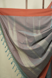Teal Cotton Ilkal Saree - SRTCIS1055