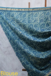 Blue HBP Cotton Silk Saree With Maheshwari Border - SRBCSS1035