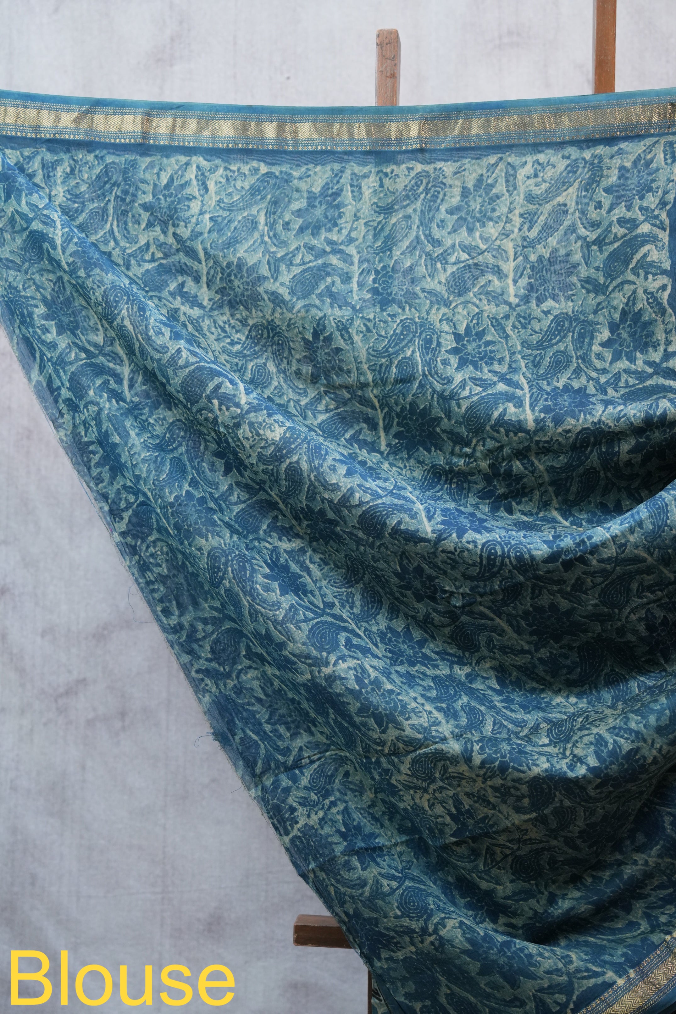 Blue HBP Cotton Silk Saree With Maheshwari Border - SRBCSS1035