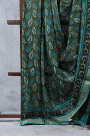 Green HBP Cotton Silk Saree With Maheshwari Border - SRGCSS1041