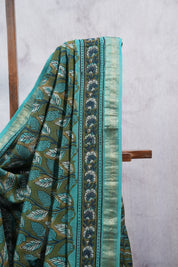 Green HBP Cotton Silk Saree With Maheshwari Border - SRGCSS1041