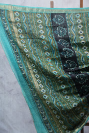 Green HBP Cotton Silk Saree With Maheshwari Border - SRGCSS1041