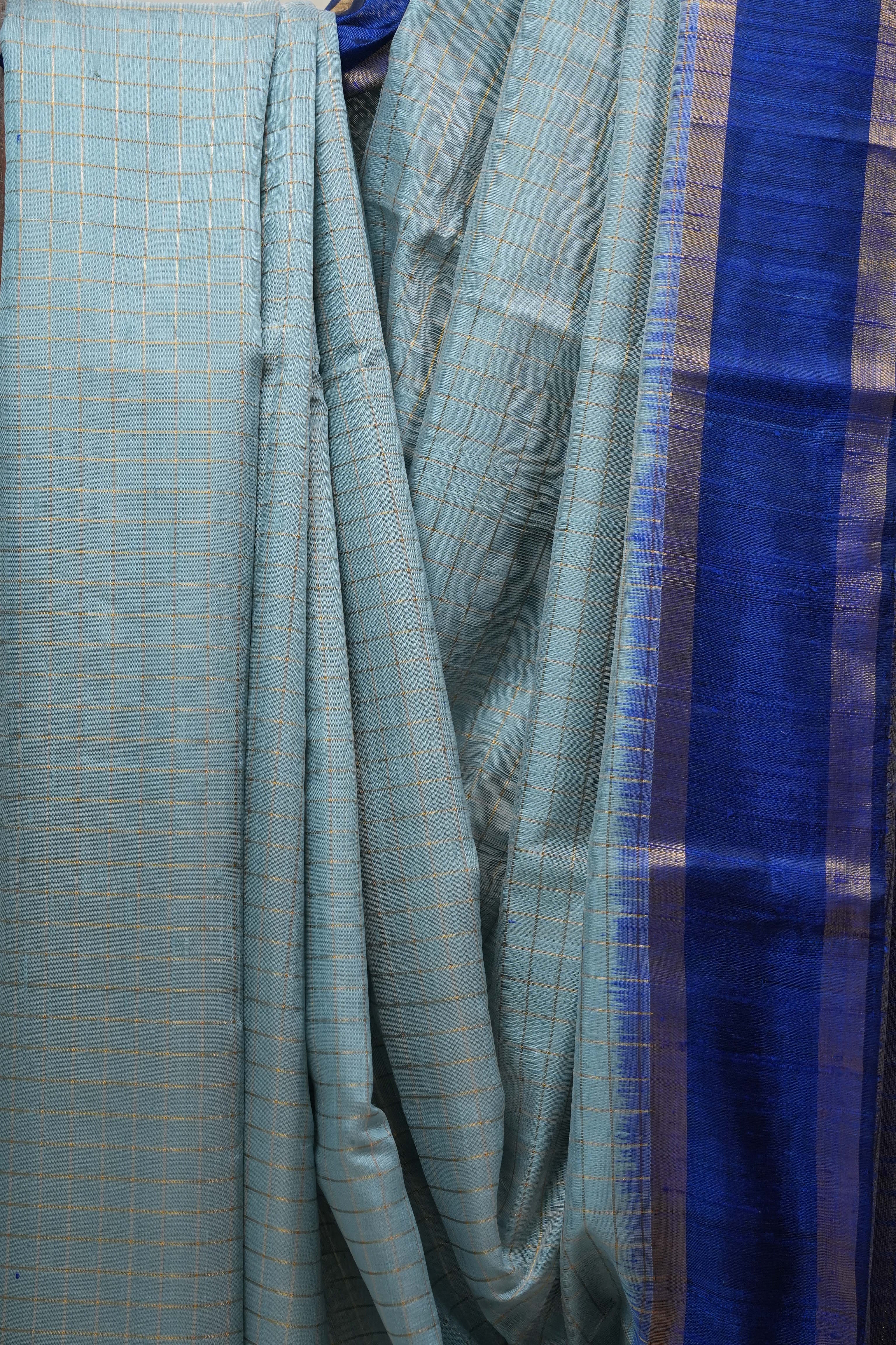 Aqua Blue Raw Silk Saree - SRABRSS741