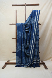 Indigo HBP Cotton Saree - SRICS2636