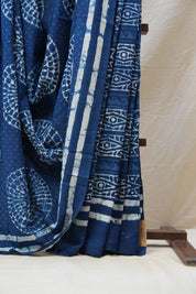 Indigo HBP Cotton Saree - SRICS2636