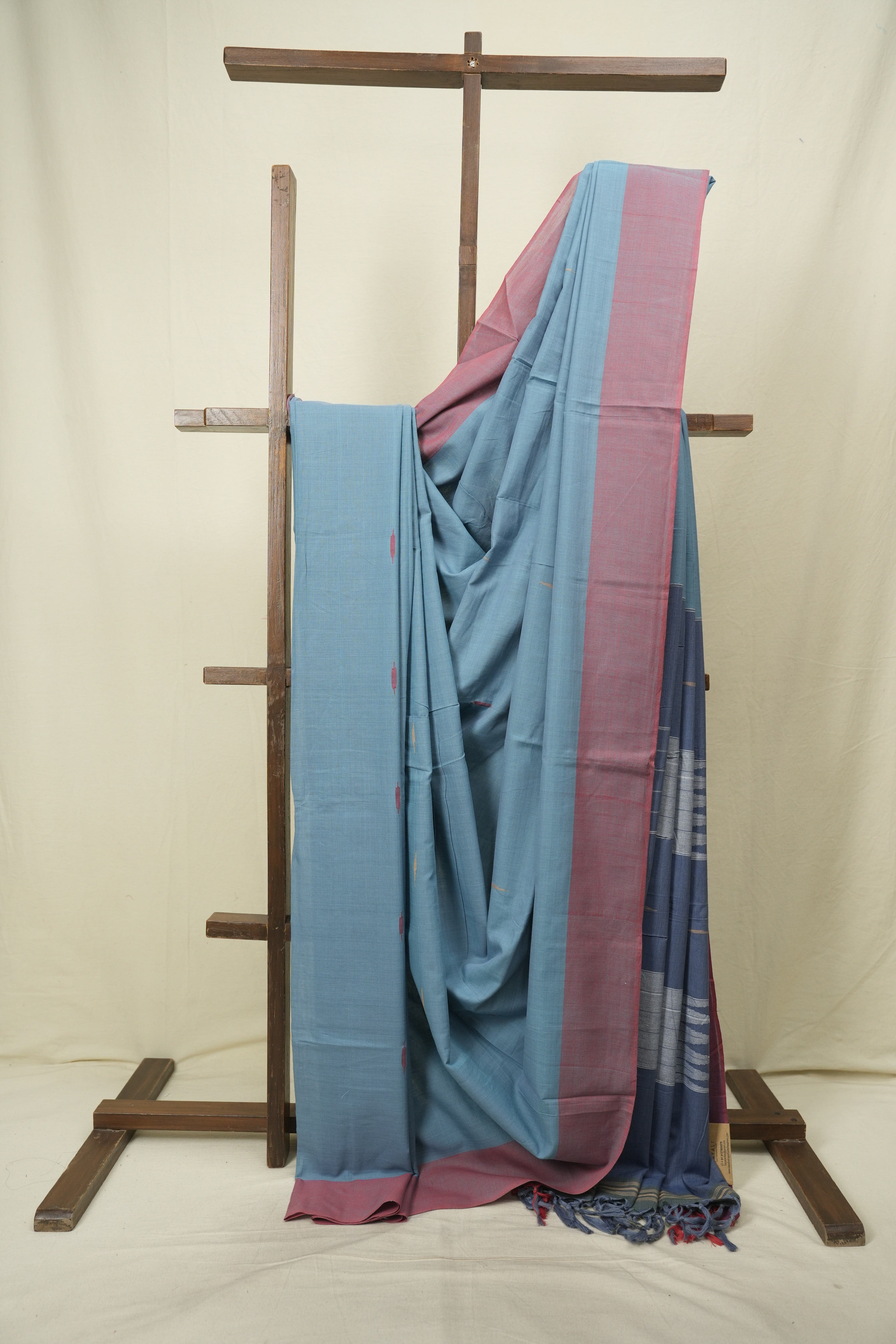 Powder Blue Cotton Ilkal Saree - SRBCIS1054