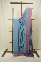Powder Blue Cotton Ilkal Saree - SRBCIS1054
