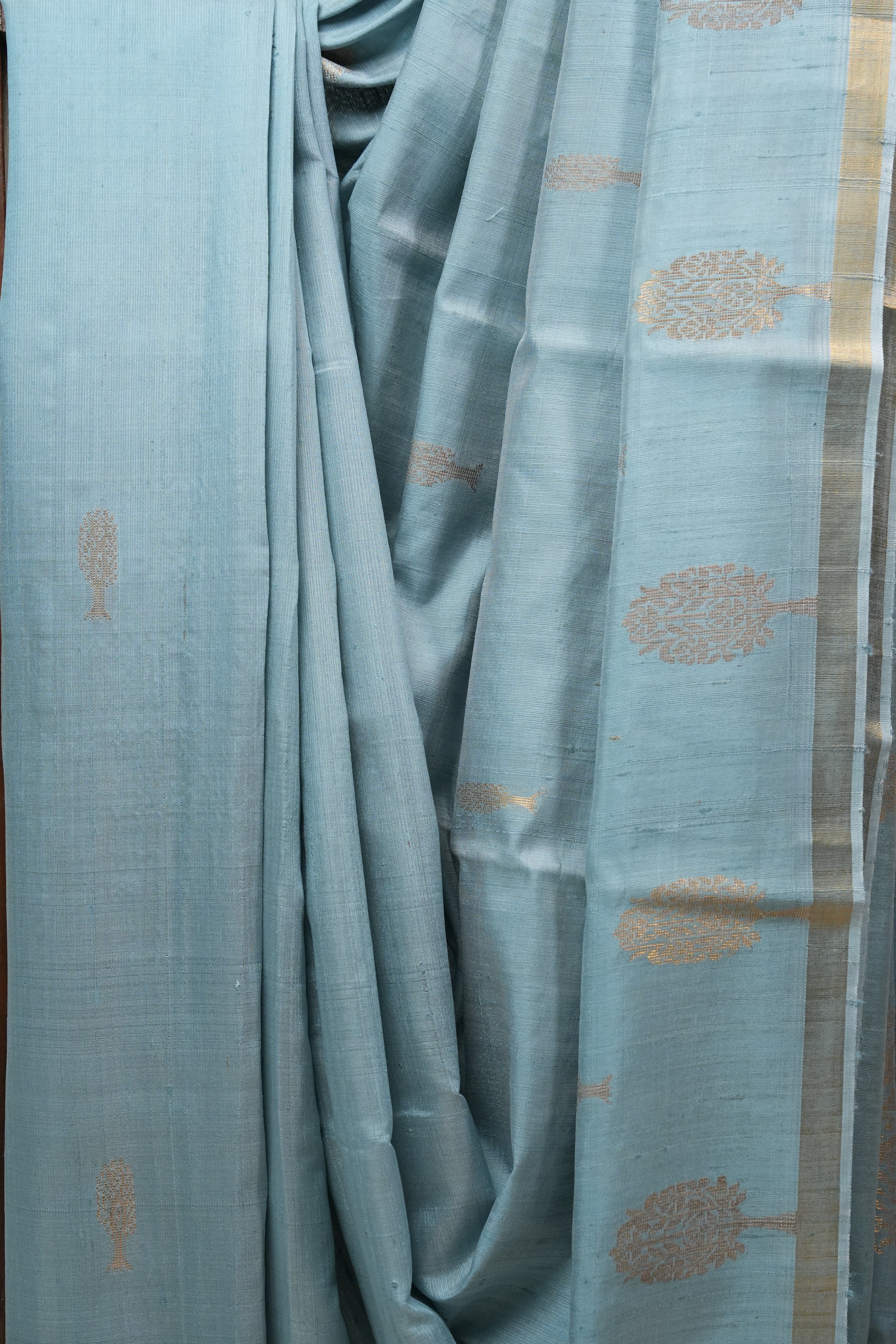 Pastel Blue Raw Silk Saree - SRPBRSS711