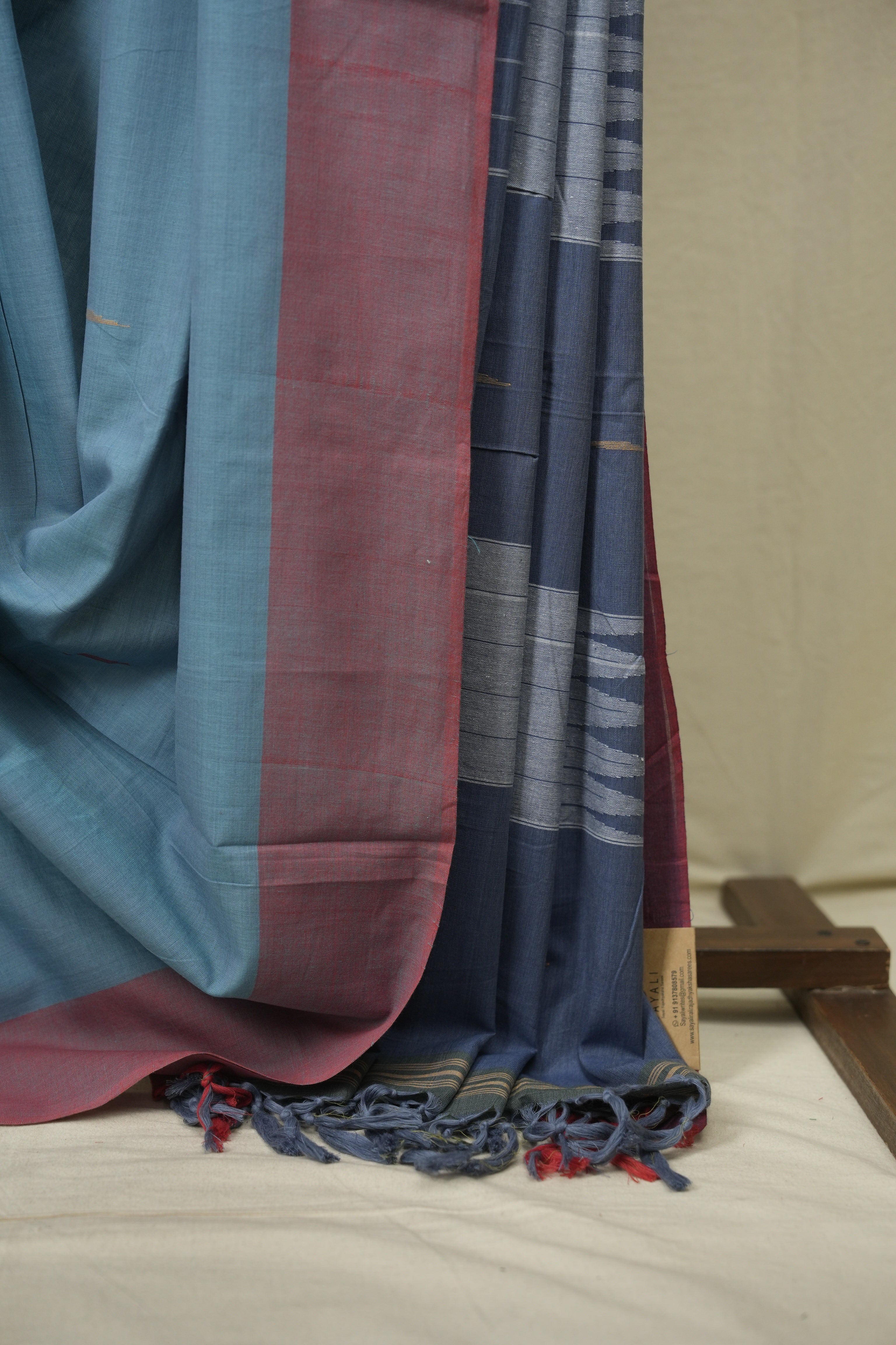 Powder Blue Cotton Ilkal Saree - SRBCIS1054