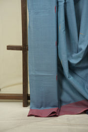 Powder Blue Cotton Ilkal Saree - SRBCIS1054