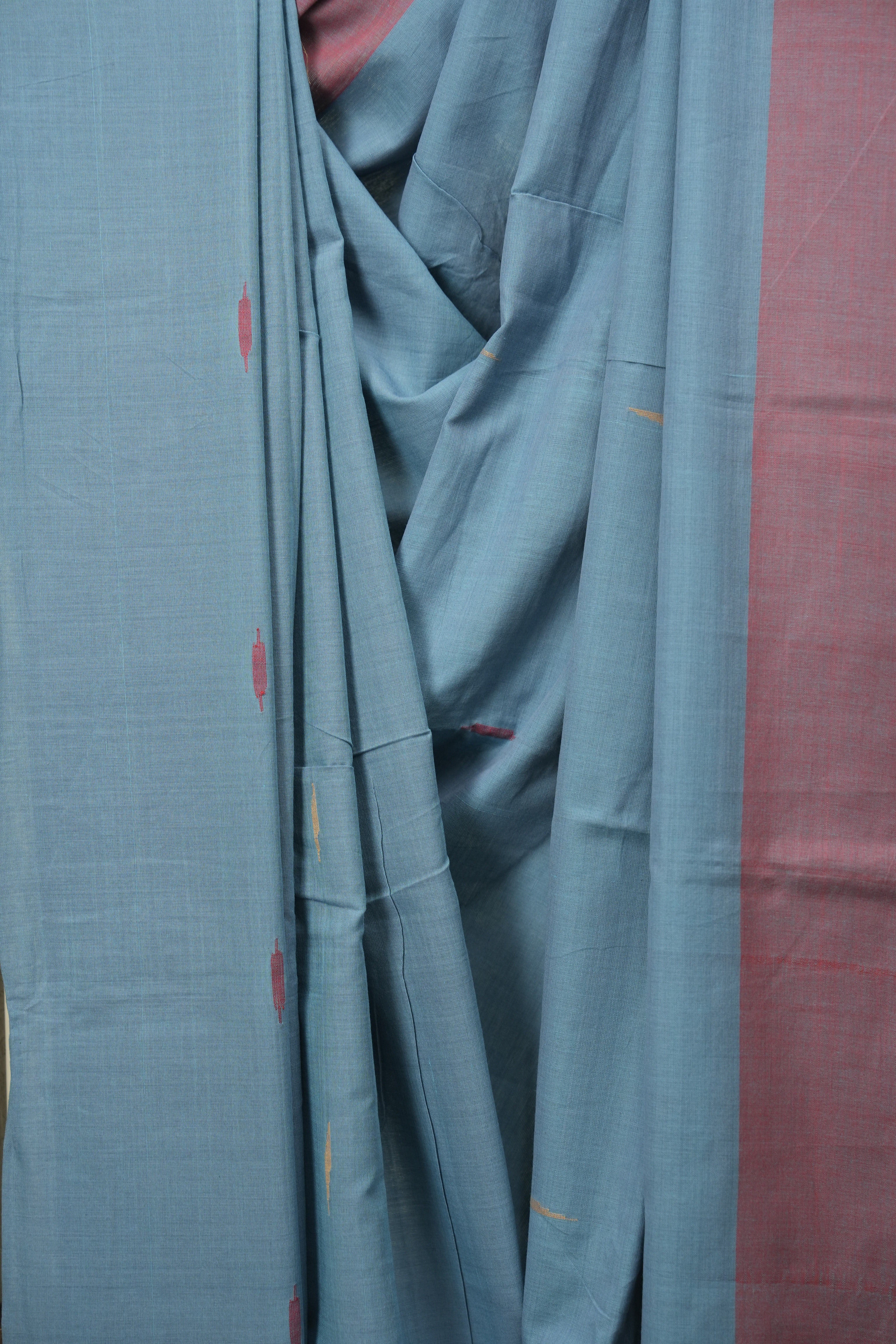 Powder Blue Cotton Ilkal Saree - SRBCIS1054