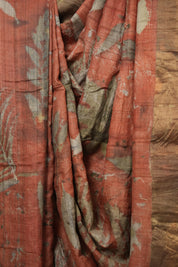 Peach Printed Tussar Silk Saree - SRPPTSS021