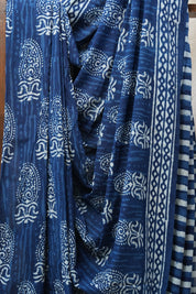 Indigo HBP Cotton Saree - SRICS2630