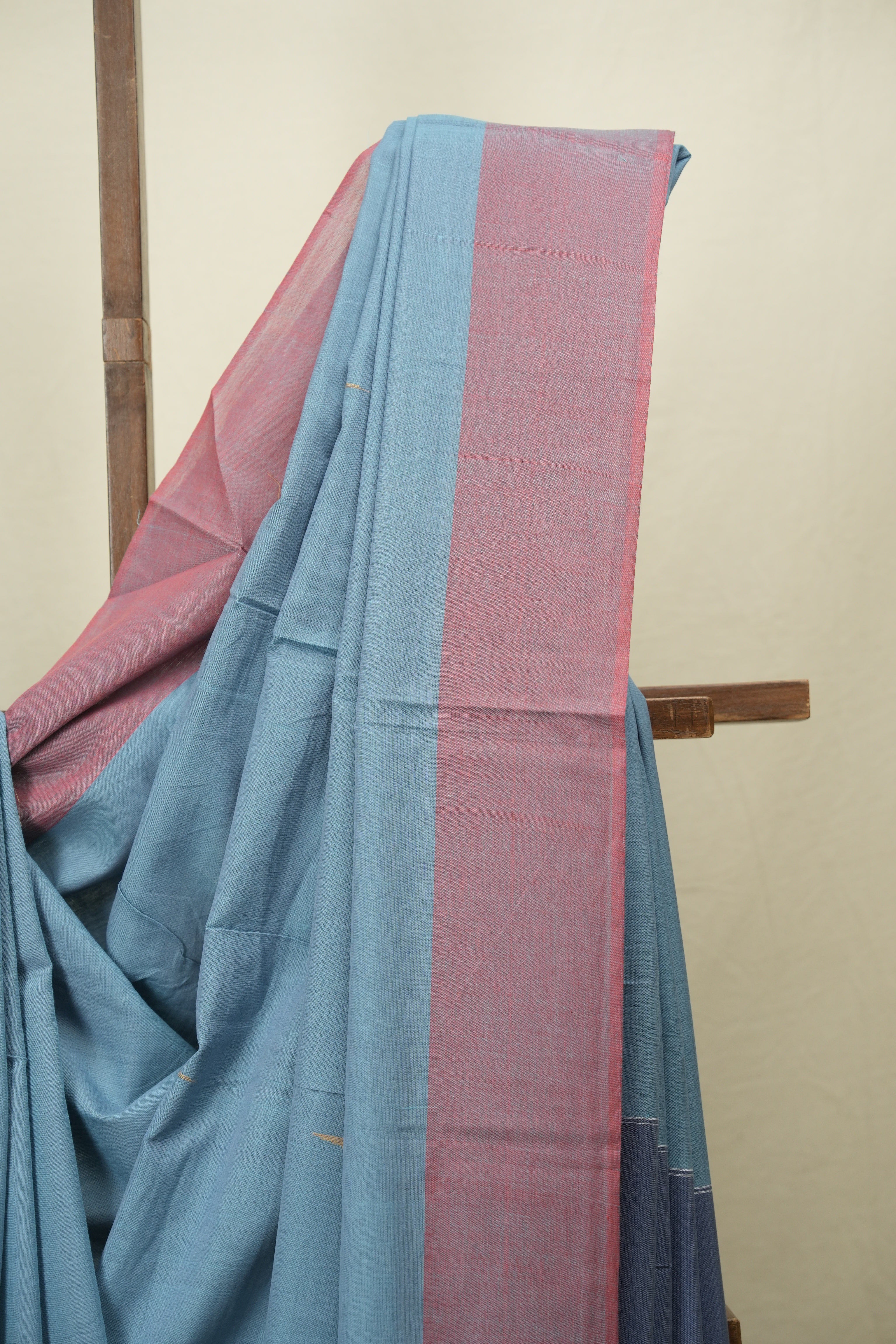 Powder Blue Cotton Ilkal Saree - SRBCIS1054