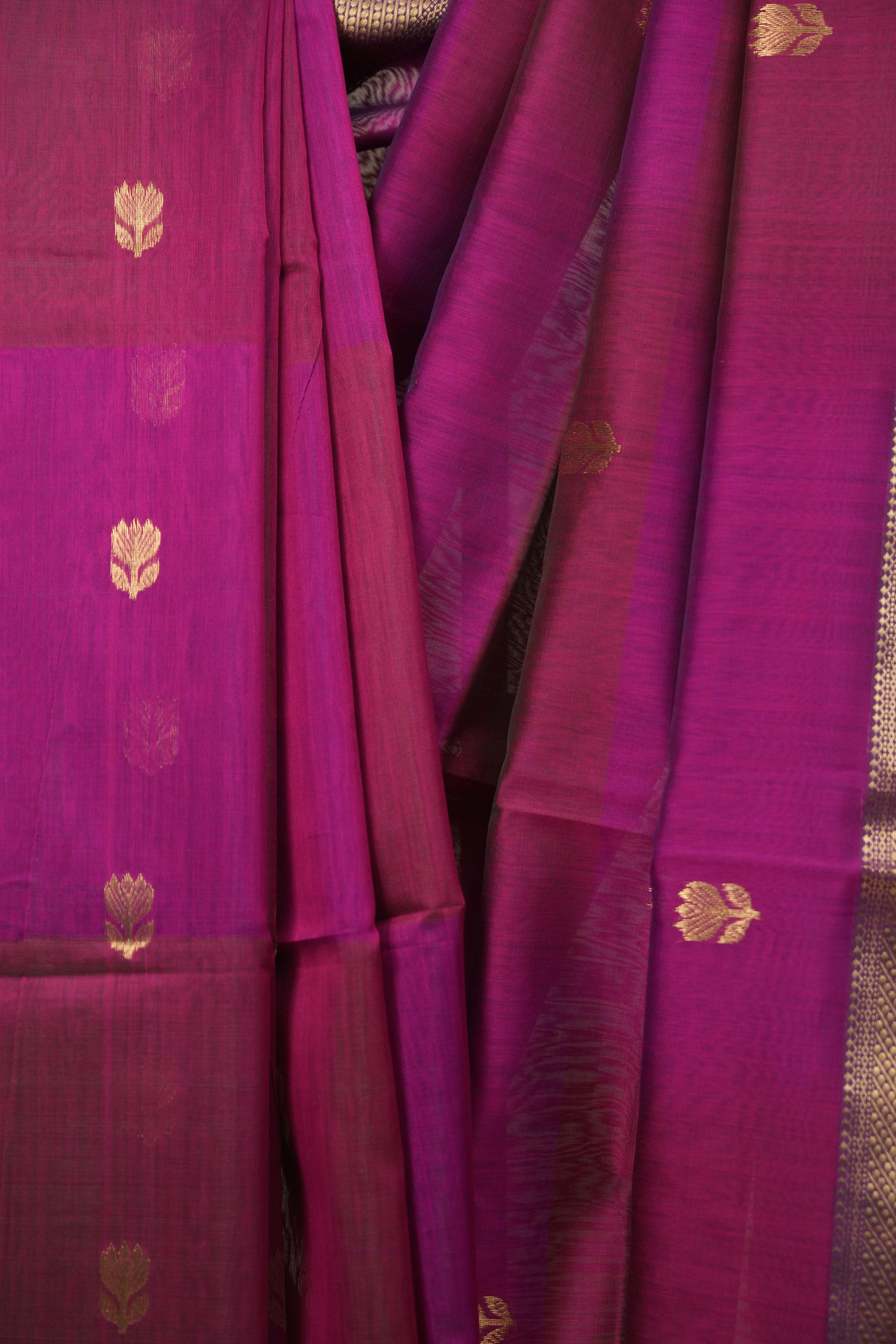 Dual Tone Magenta Maheshwari Saree - SRDTMMS1323