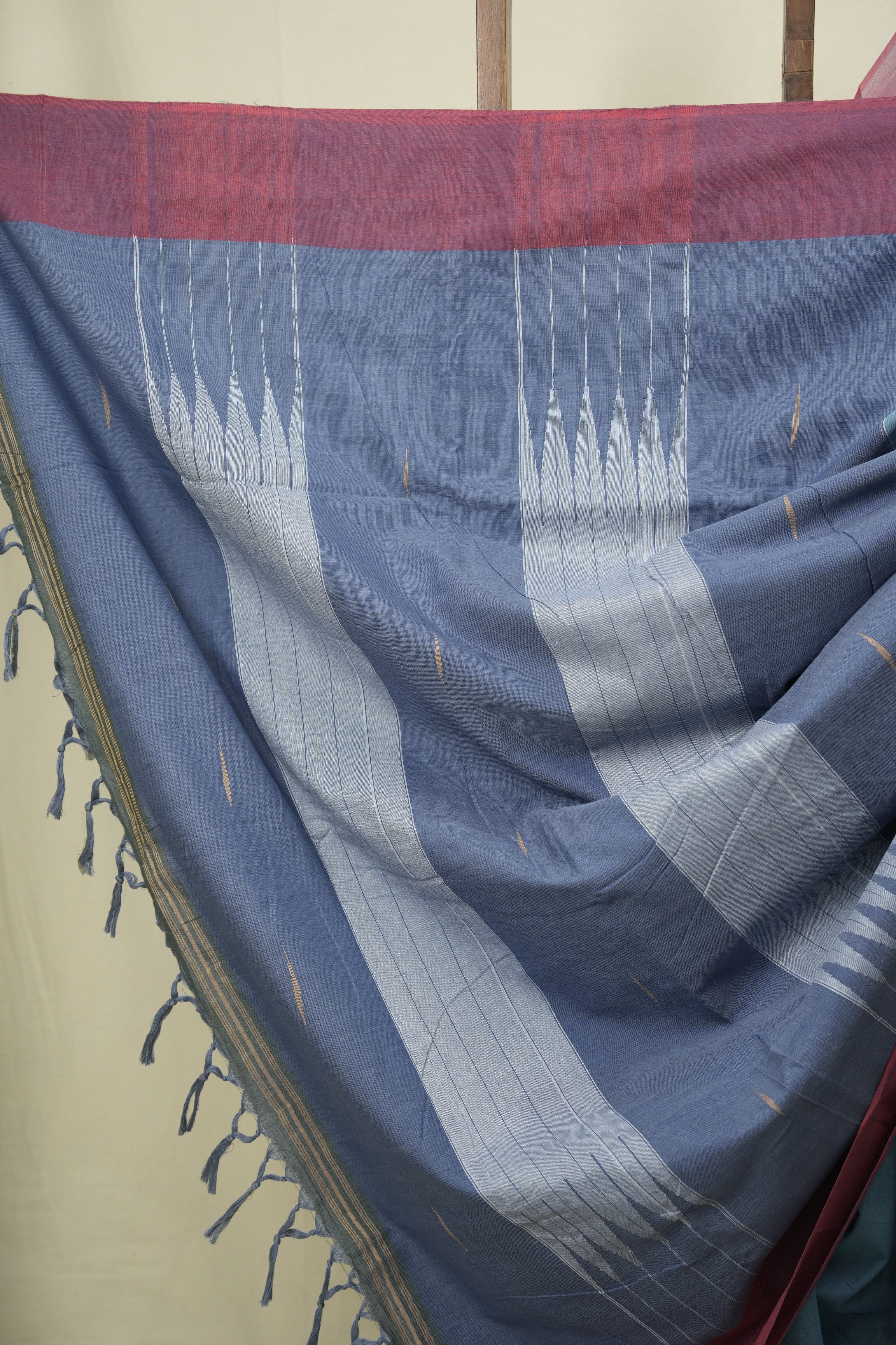 Powder Blue Cotton Ilkal Saree - SRBCIS1054