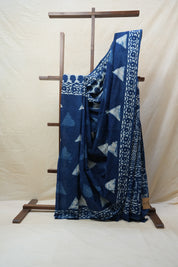 Indigo HBP Cotton Saree - SRICS2583