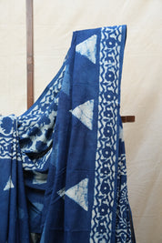 Indigo HBP Cotton Saree - SRICS2583