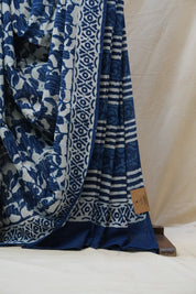 Indigo HBP Cotton Saree - SRICS2576