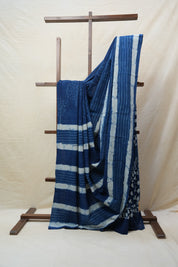 Indigo HBP Cotton Saree - SRICS2582