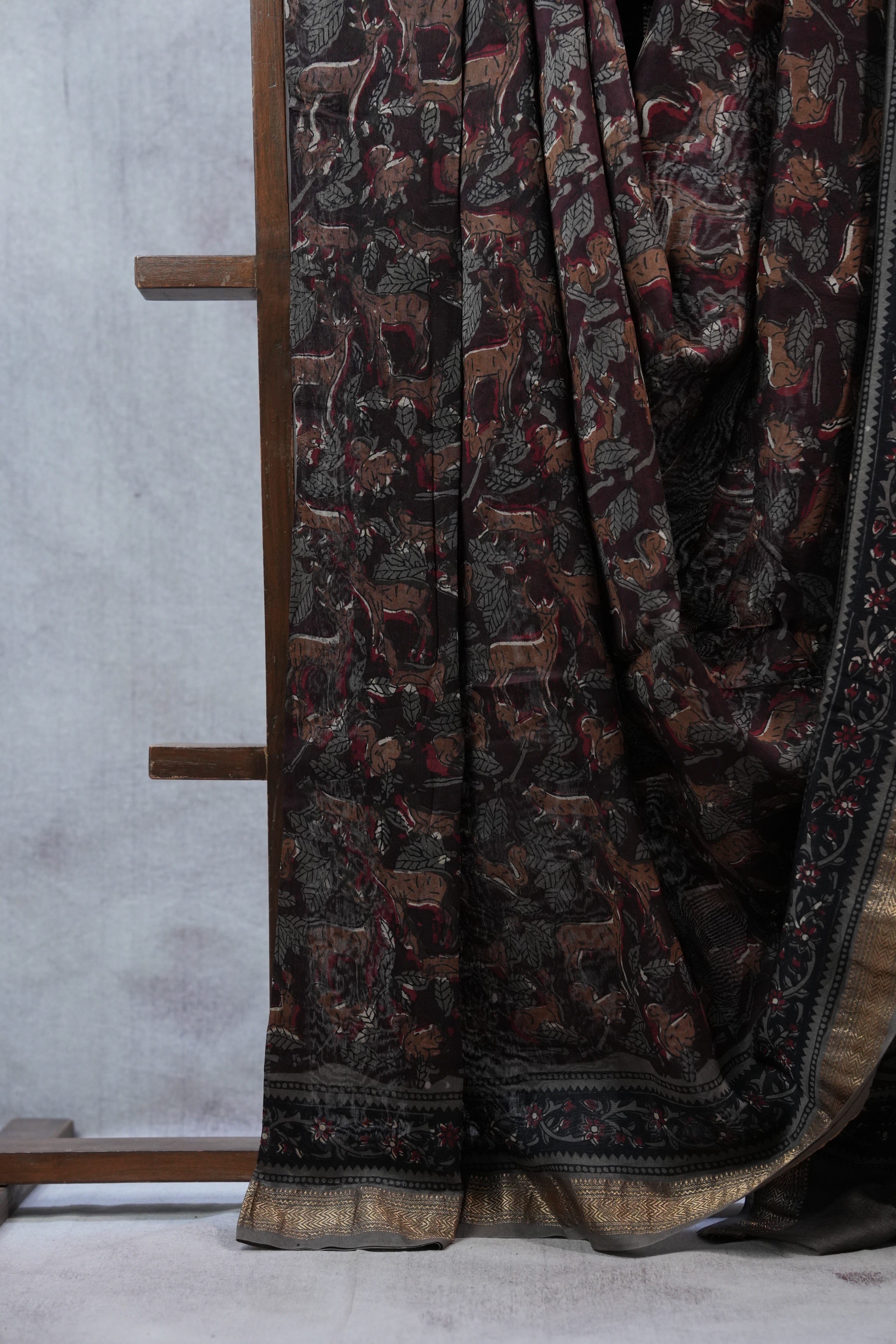 Maroon HBP Cotton Silk Saree With Maheshwari Border - SRMCSS1010