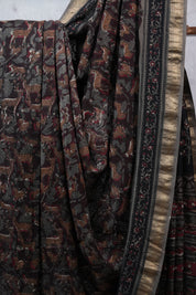 Maroon HBP Cotton Silk Saree With Maheshwari Border - SRMCSS1010