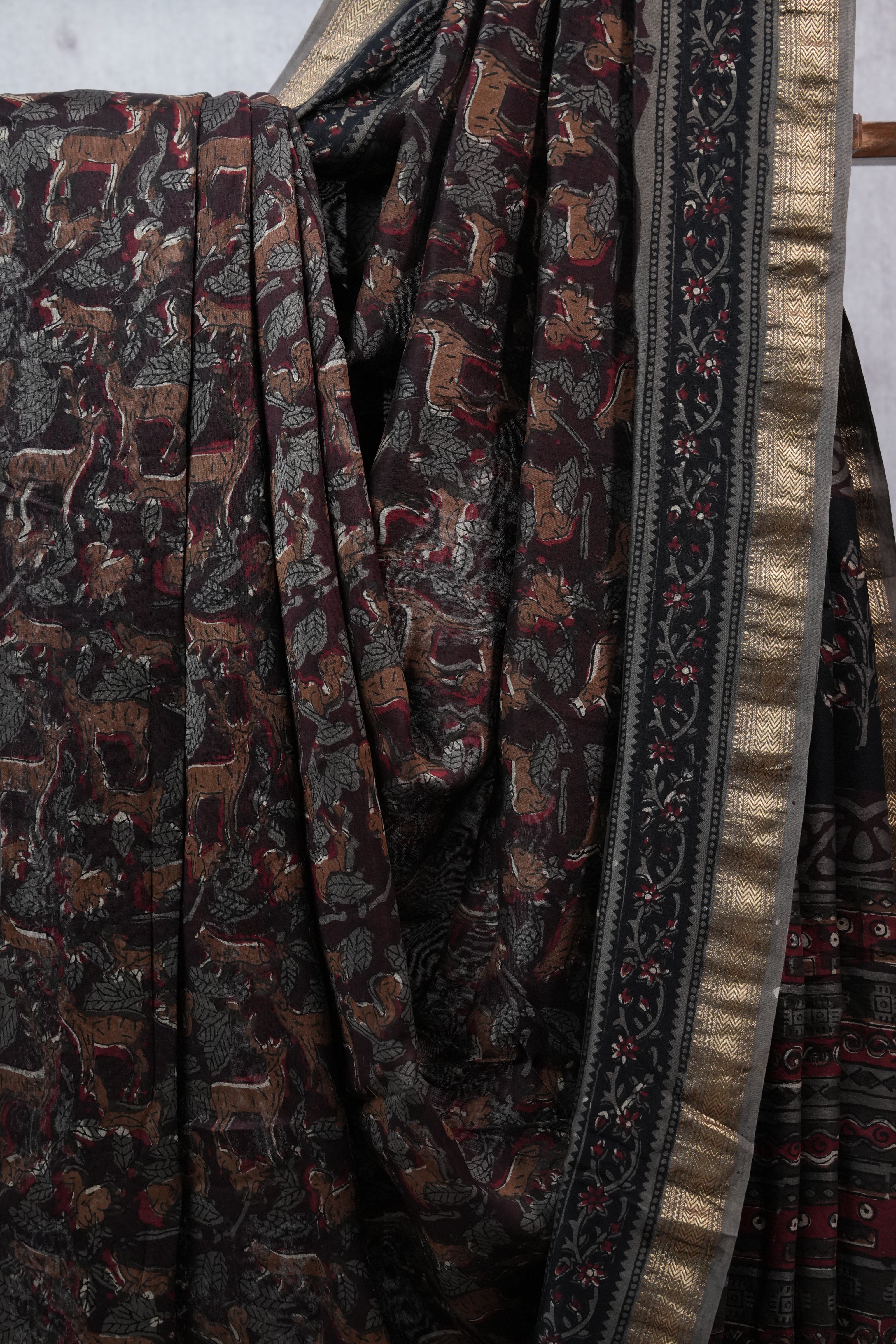 Maroon HBP Cotton Silk Saree With Maheshwari Border - SRMCSS1010