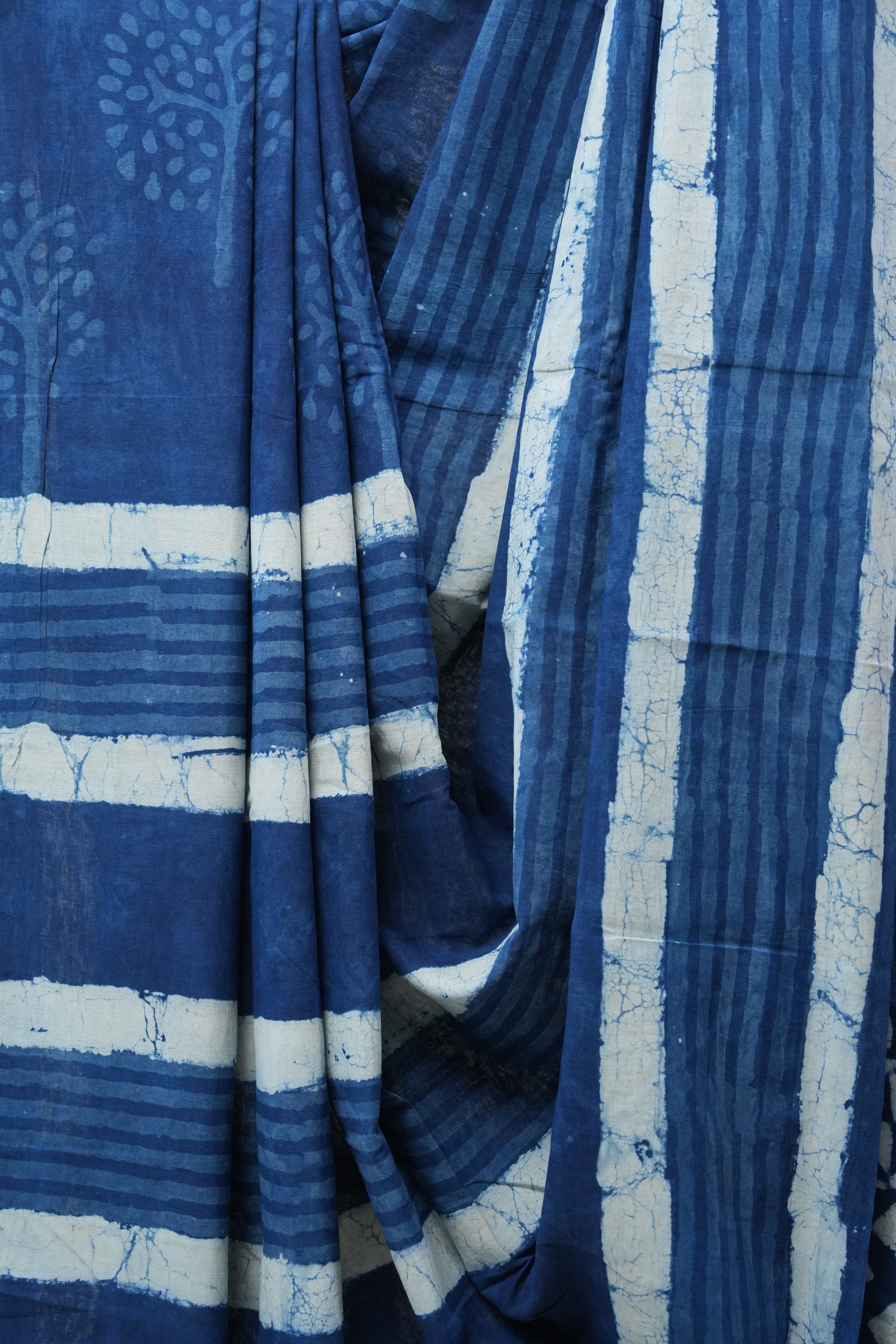Indigo HBP Cotton Saree - SRICS2582