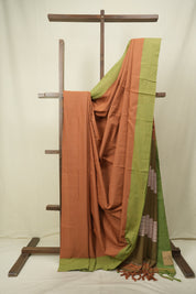 Rust Orange Cotton Ilkal Saree - SROCIS1053