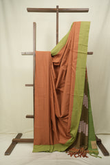 Rust Orange Cotton Ilkal Saree - SROCIS1053