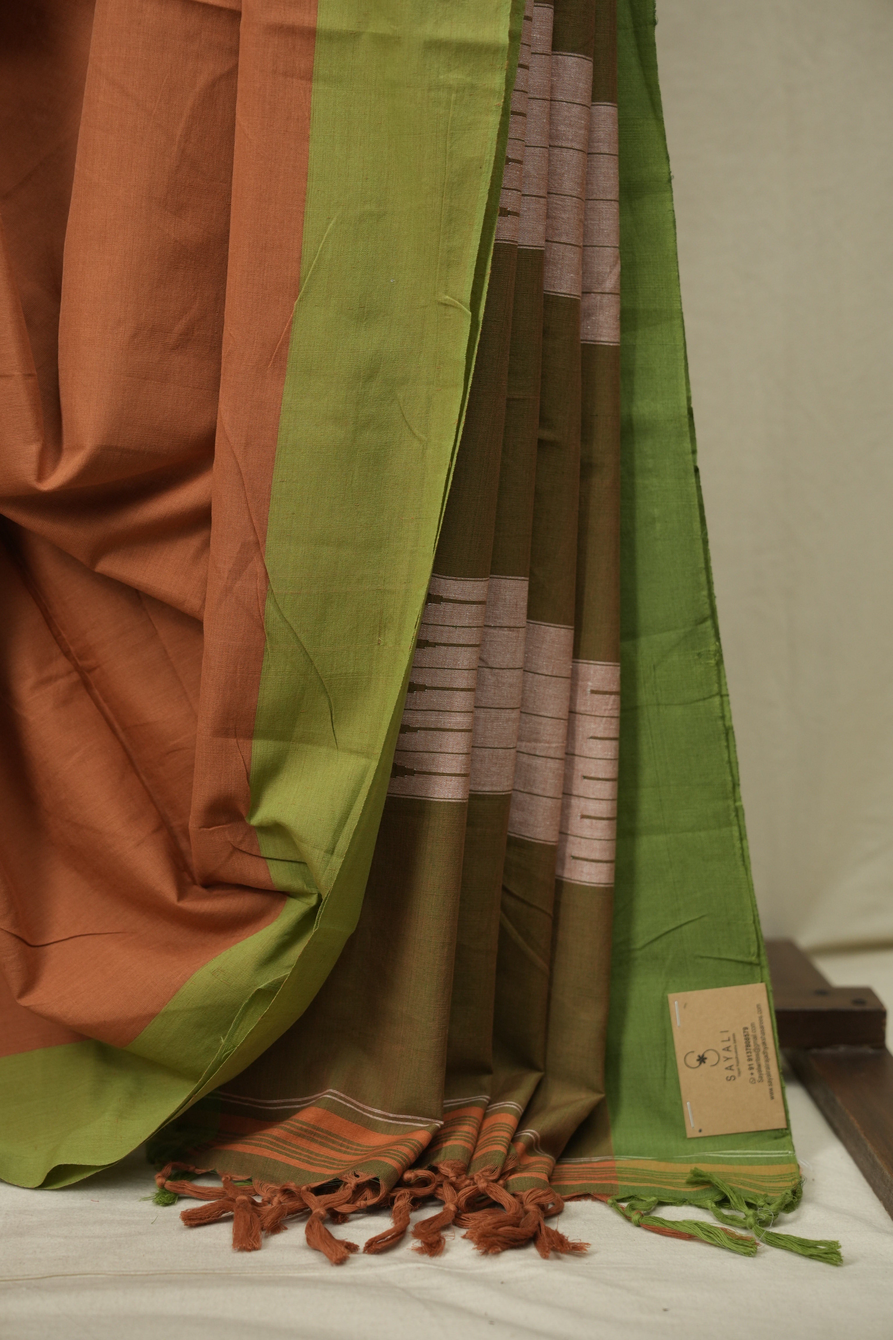 Rust Orange Cotton Ilkal Saree - SROCIS1053