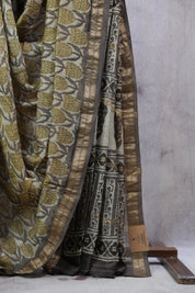 Cream HBP Cotton Silk Saree With Maheshwari Border - SRCCSS1013