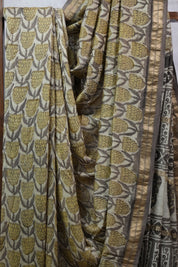 Cream HBP Cotton Silk Saree With Maheshwari Border - SRCCSS1013